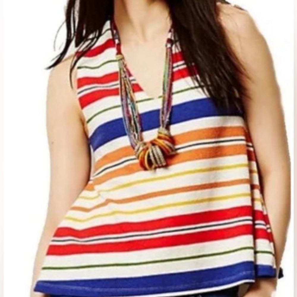 Anthropologie Postmark Monterey Multicolored Striped Sleeveless Top Size Medium - Picture 1 of 15